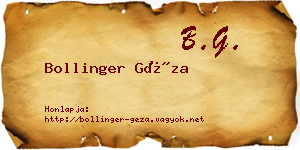 Bollinger Géza névjegykártya
