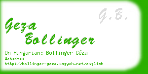 geza bollinger business card